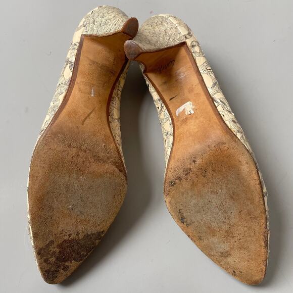 80s Andrea Pfister Lace Openwork Pumps Vintage Metallic Leather sz. 7 Snakeskin - Picture 5 of 9